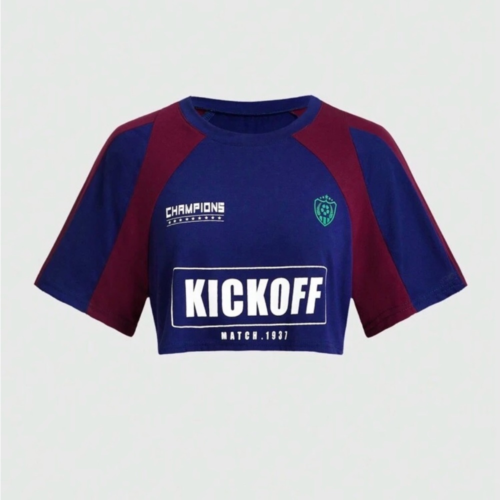 Champions Blue and Maroon Crop Top